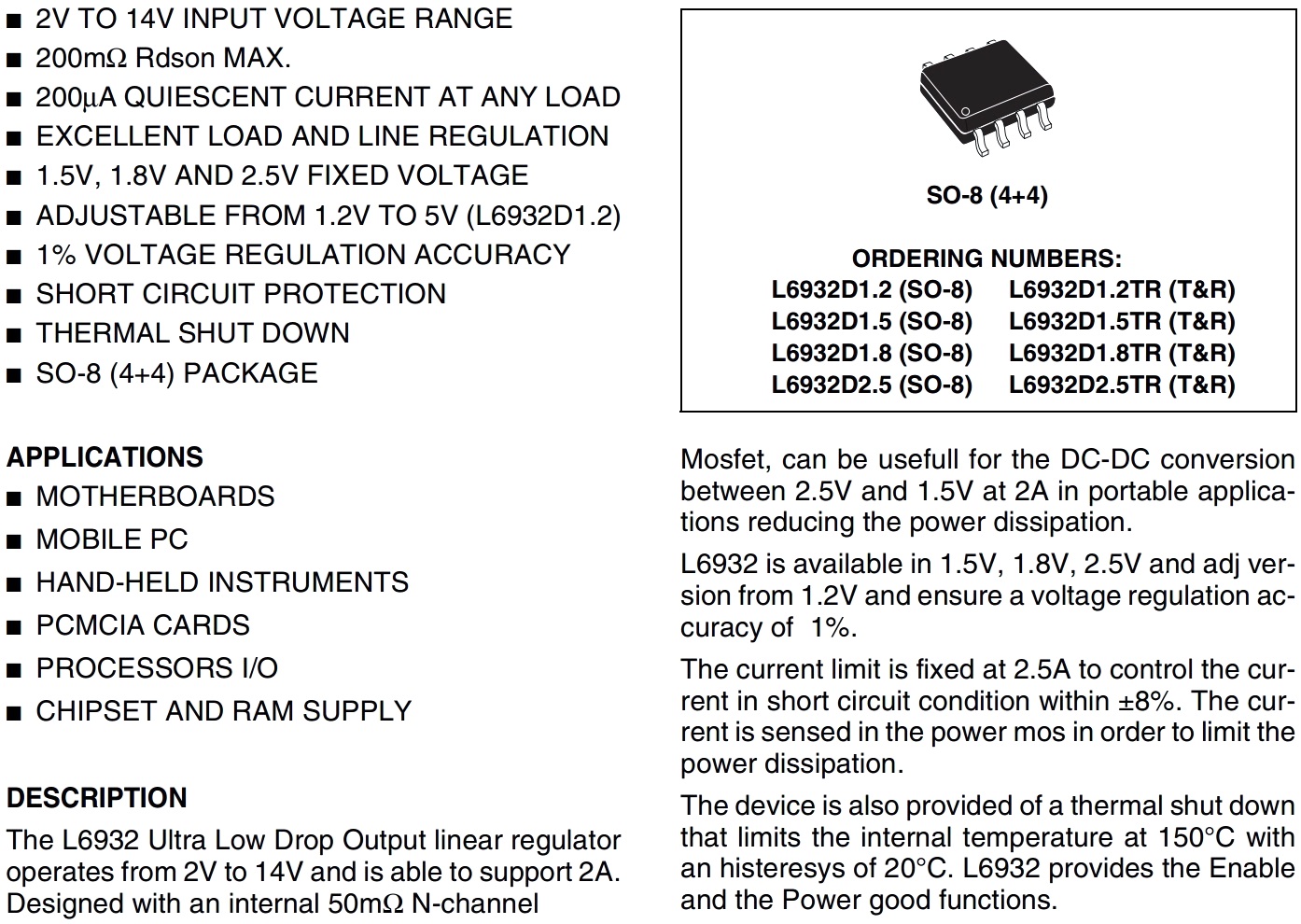 מייצב מתח LDO STMICROELECTRONICS L6932D.1